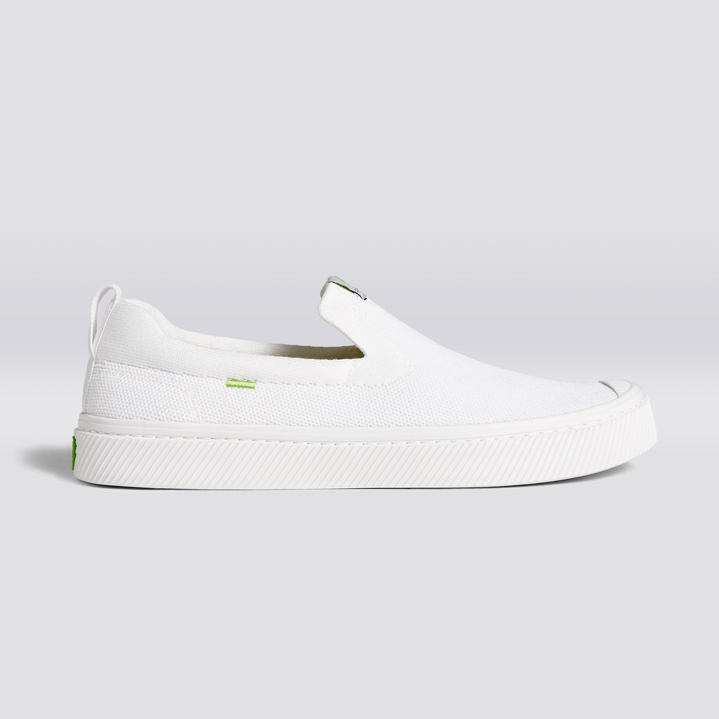 IBI Slip-On Cariuma Low Top Bamboo Weave Knit Vegan Blanche Homme | OUQ-0103385